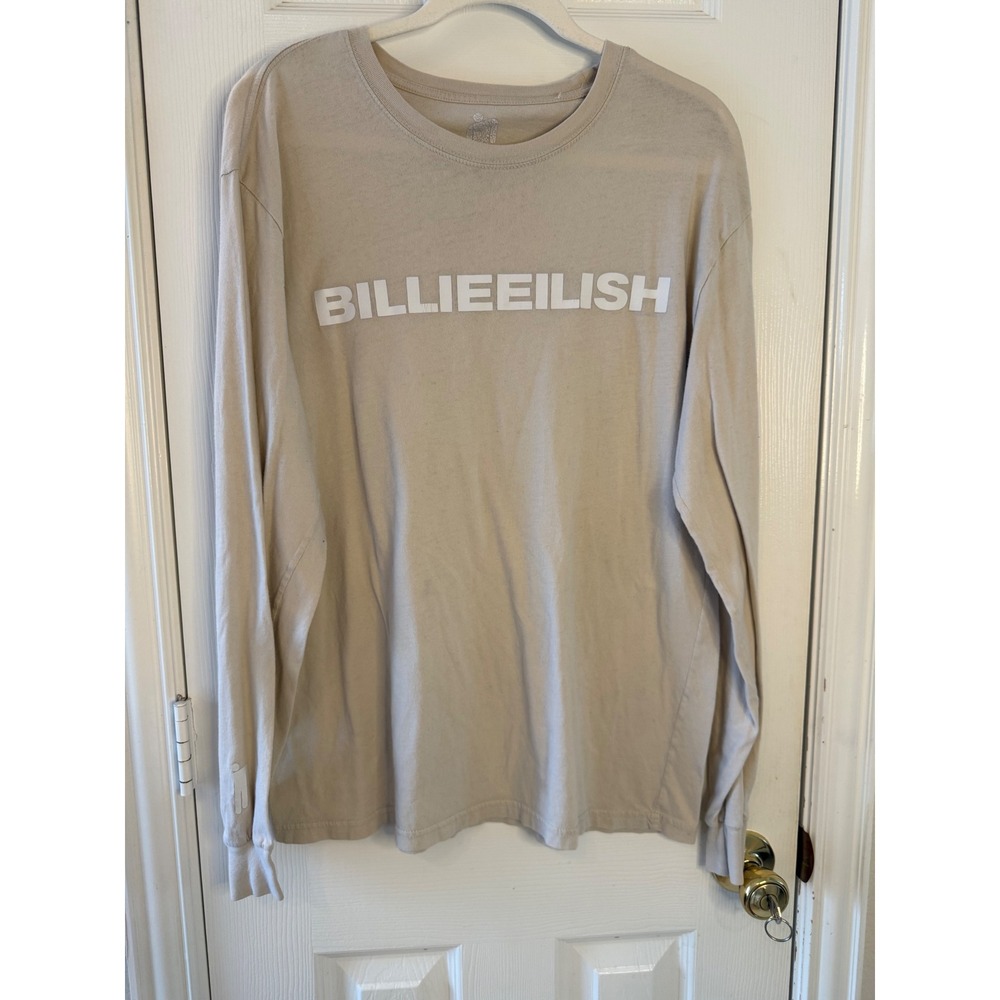 Billie Eilish Beige Long‎ Sleeve Graphic Shirt Women's L Tour Merch